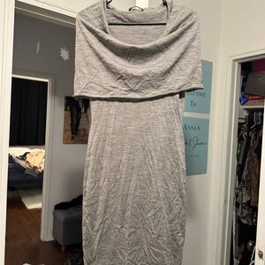 Alexander McQueen Gray Cowl Neck Knit Dress